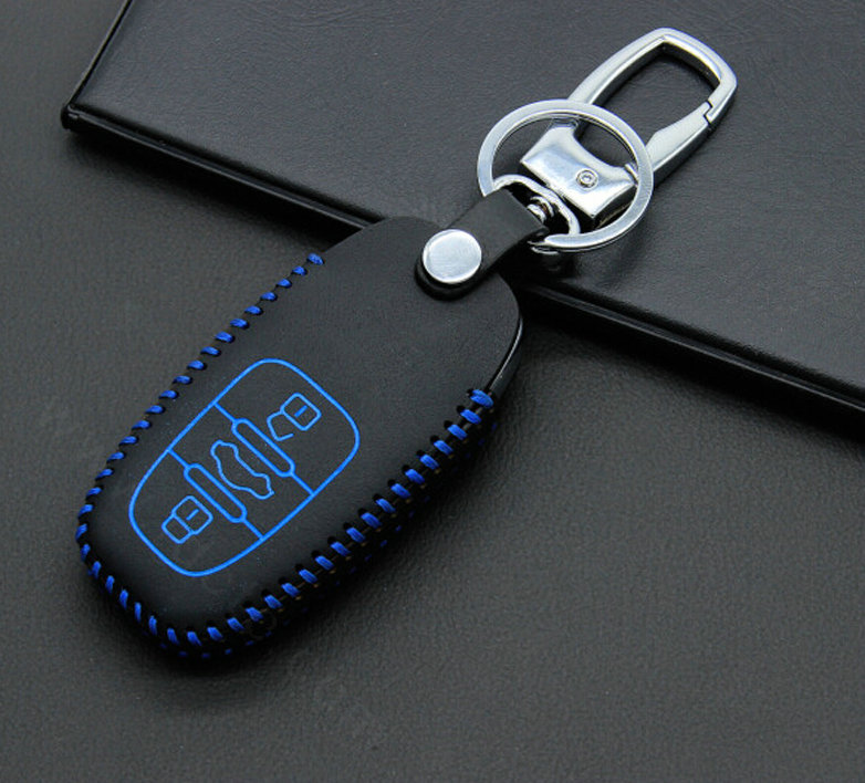 Cheap Genuine Leather Key Ring Auto Key Bags Smart for Audi Q5 - Blue